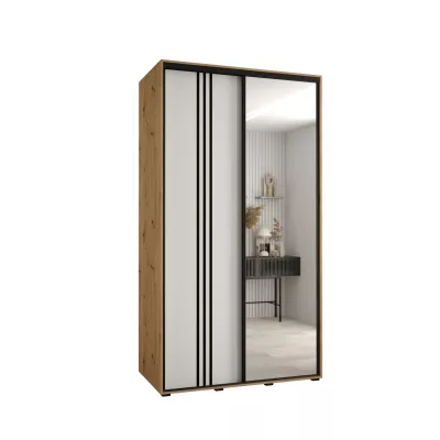 ASIRI 7 gardróbszekrény - 130/60 cm, artisan tölgy / fehér / fekete
