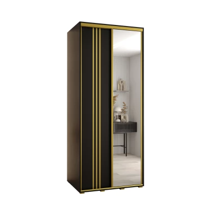 ASIRI 7 gardróbszekrény - 120/60 cm, fekete / arany