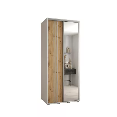 ASIRI 7 gardróbszekrény - 120/60 cm, fehér / artisan tölgy / ezüst