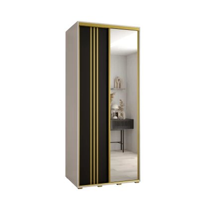 ASIRI 7 gardróbszekrény - 120/45 cm, fehér / fekete / arany