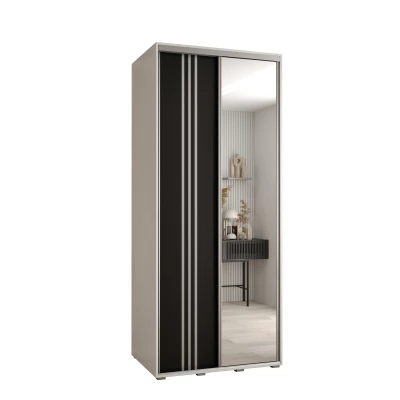 ASIRI 7 gardróbszekrény - 120/45 cm, fehér / fekete / ezüst
