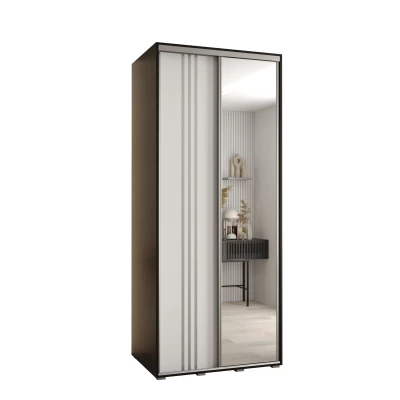 ASIRI 7 gardróbszekrény - 110/60 cm, fekete / fehér / ezüst