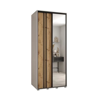 ASIRI 7 gardróbszekrény - 110/60 cm, fehér artisan tölgy / fekete