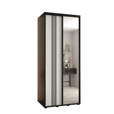 ASIRI 7 gardróbszekrény - 100/45 cm, fekete / fehér / fekete