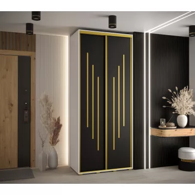 ASIRI 8 gardróbszekrény - 100/60 cm, fehér / fekete / arany
