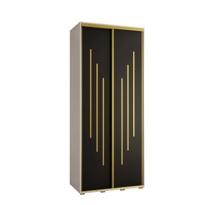 ASIRI 8 gardróbszekrény - 100/45 cm, fehér / fekete / arany