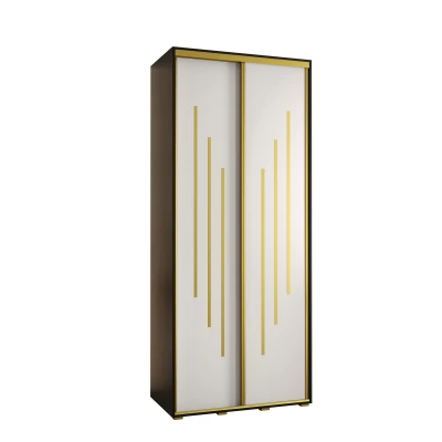 ASIRI 8 gardróbszekrény - 110/60 cm, fekete / fehér / arany