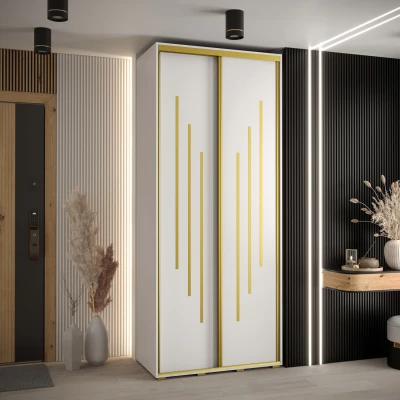 ASIRI 8 gardróbszekrény - 110/60 cm, fehér / arany