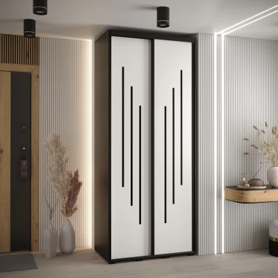 ASIRI 8 gardróbszekrény - 120/60 cm, fekete / fehér / fekete