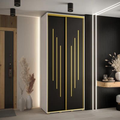 ASIRI 8 gardróbszekrény - 120/60 cm, fehér / fekete / arany