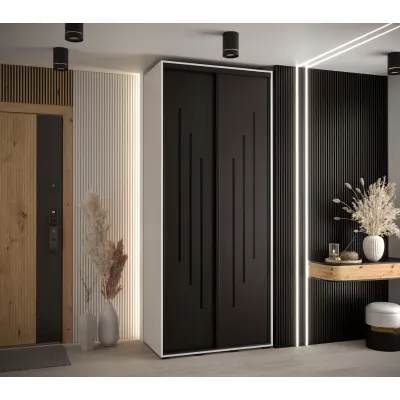 ASIRI 8 gardróbszekrény - 120/60 cm, fehér / fekete / fekete