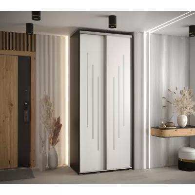 ASIRI 8 gardróbszekrény - 120/45 cm, fekete / fehér / ezüst