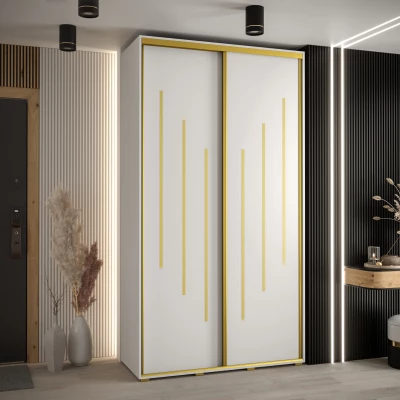 ASIRI 8 gardróbszekrény - 130/60 cm, fehér / arany