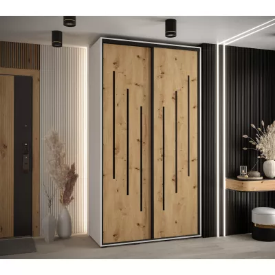 ASIRI 8 gardróbszekrény - 130/60 cm, fehér artisan tölgy / fekete