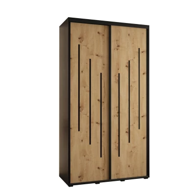 ASIRI 8 gardróbszekrény - 130/60 cm, fekete / artisan tölgy / fekete