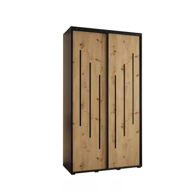 ASIRI 8 gardróbszekrény - 130/60 cm, fekete / artisan tölgy / fekete