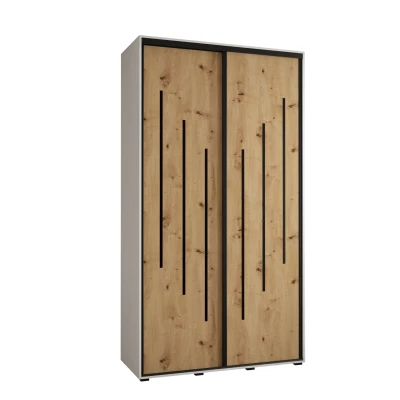 ASIRI 8 gardróbszekrény - 130/60 cm, fehér artisan tölgy / fekete