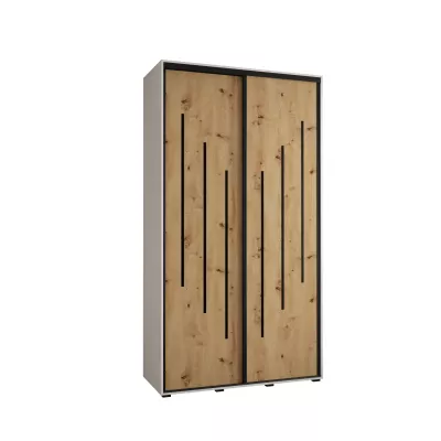 ASIRI 8 gardróbszekrény - 130/60 cm, fehér artisan tölgy / fekete
