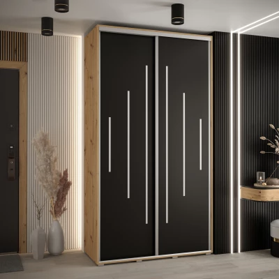 ASIRI 12 gardróbszekrény - 140/60 cm, artisan tölgy / fekete / ezüst
