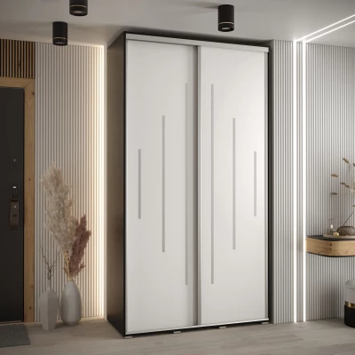 ASIRI 12 gardróbszekrény - 140/60 cm, fekete / fehér / ezüst