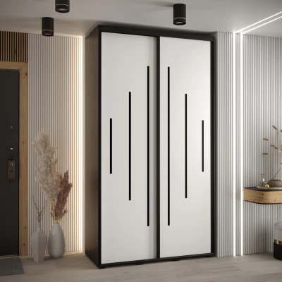 ASIRI 12 gardróbszekrény - 140/60 cm, fekete / fehér / fekete