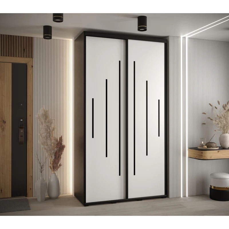 ASIRI 12 gardróbszekrény - 140/60 cm, fekete / fehér / fekete