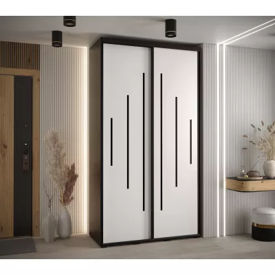 ASIRI 12 gardróbszekrény - 140/60 cm, fekete / fehér / fekete