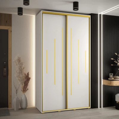 ASIRI 12 gardróbszekrény - 140/60 cm, fehér / arany