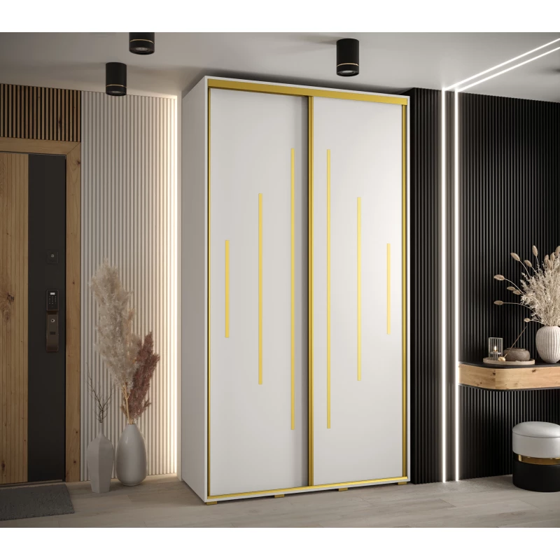 ASIRI 12 gardróbszekrény - 140/60 cm, fehér / arany