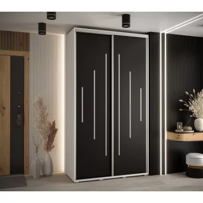 ASIRI 12 gardróbszekrény - 140/60 cm, fehér / fekete / ezüst
