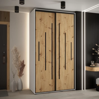 ASIRI 12 gardróbszekrény - 140/60 cm, fehér artisan tölgy / fekete