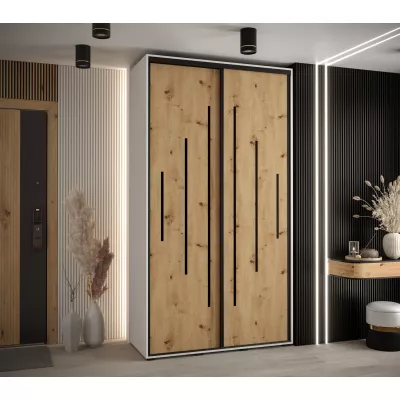 ASIRI 12 gardróbszekrény - 140/60 cm, fehér artisan tölgy / fekete
