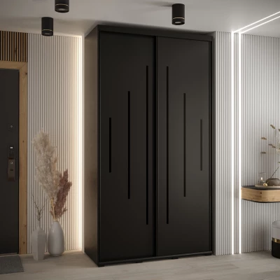 ASIRI 12 gardróbszekrény - 130/60 cm, fekete / fekete