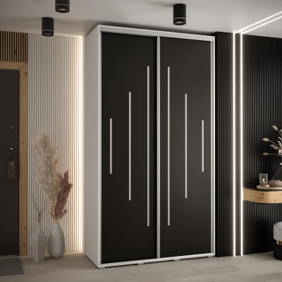 ASIRI 12 gardróbszekrény - 130/60 cm, fehér / fekete / ezüst