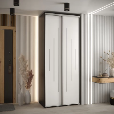 ASIRI 12 gardróbszekrény - 120/60 cm, fekete / fehér / ezüst