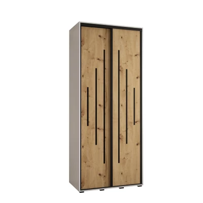 ASIRI 12 gardróbszekrény - 100/60 cm, fehér artisan tölgy / fekete