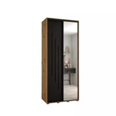 ASIRI 9 gardróbszekrény - 100/60 cm, artisan tölgy / fekete / fekete