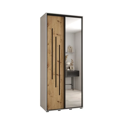ASIRI 9 gardróbszekrény - 100/60 cm, fehér artisan tölgy / fekete