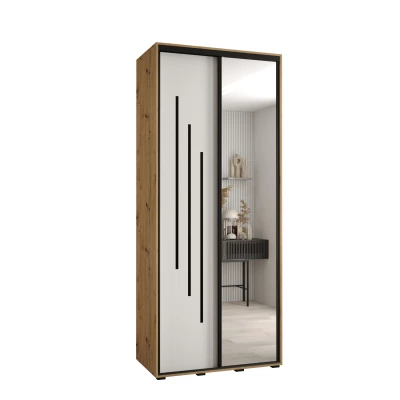 ASIRI 9 gardróbszekrény - 110/60 cm, artisan tölgy / fehér / fekete