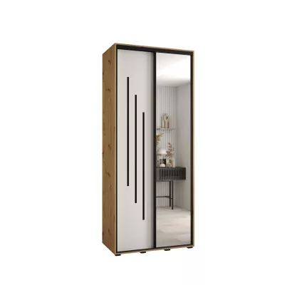 ASIRI 9 gardróbszekrény - 110/60 cm, artisan tölgy / fehér / fekete
