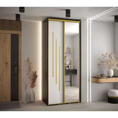 ASIRI 9 gardróbszekrény - 110/60 cm, fekete / fehér / arany