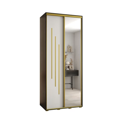 ASIRI 9 gardróbszekrény - 110/60 cm, fekete / fehér / arany