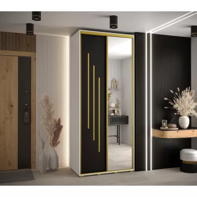 ASIRI 9 gardróbszekrény - 110/60 cm, fehér / fekete / arany