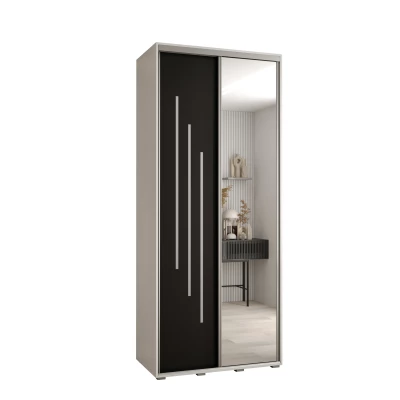 ASIRI 9 gardróbszekrény - 110/60 cm, fehér / fekete / ezüst