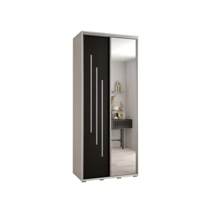 ASIRI 9 gardróbszekrény - 110/60 cm, fehér / fekete / ezüst