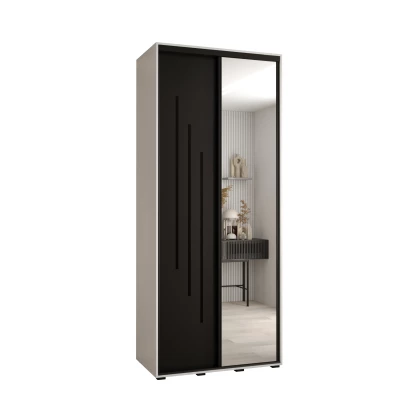 ASIRI 9 gardróbszekrény - 110/60 cm, fehér / fekete / fekete