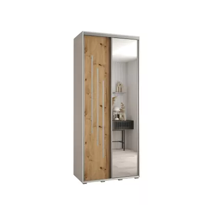 ASIRI 9 gardróbszekrény - 110/60 cm, fehér / artisan tölgy / ezüst