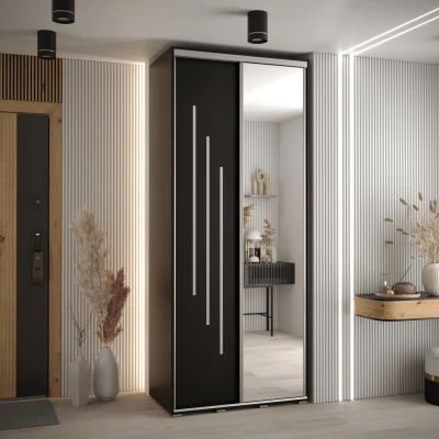 ASIRI 9 gardróbszekrény - 120/60 cm, fekete / ezüst