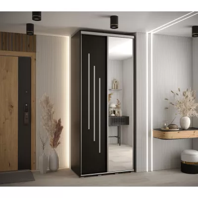 ASIRI 9 gardróbszekrény - 120/60 cm, fekete / ezüst