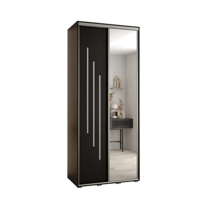 ASIRI 9 gardróbszekrény - 120/60 cm, fekete / ezüst